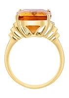 10.5 ct. t.w. Citrine, 1/10 Diamond Ring 14K Yellow Gold