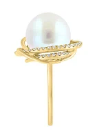 1/3 ct. t.w. Diamond and Freshwater Pearl Ring