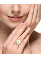 1/3 ct. t.w. Diamond and Freshwater Pearl Ring