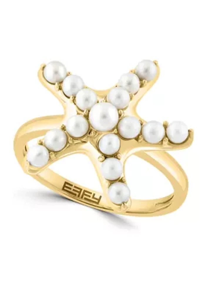 Freshwater Pearl Starfish Ring in 14K Yellow Gold