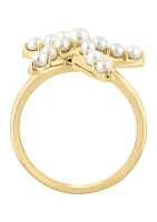 Freshwater Pearl Starfish Ring in 14K Yellow Gold