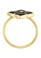 1/10 ct. t.w. Diamond, 2.05 ct. t.w. Onyx Ring in 14K Yellow Gold