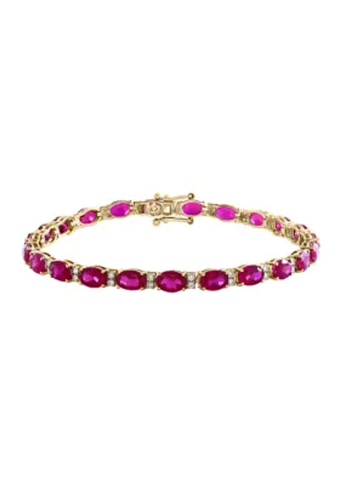 11.29 ct. t.w. Lab Grown Ruby, 1/2 ct. t.w. Lab Grown Diamond Bracelet in 14K Yellow Gold