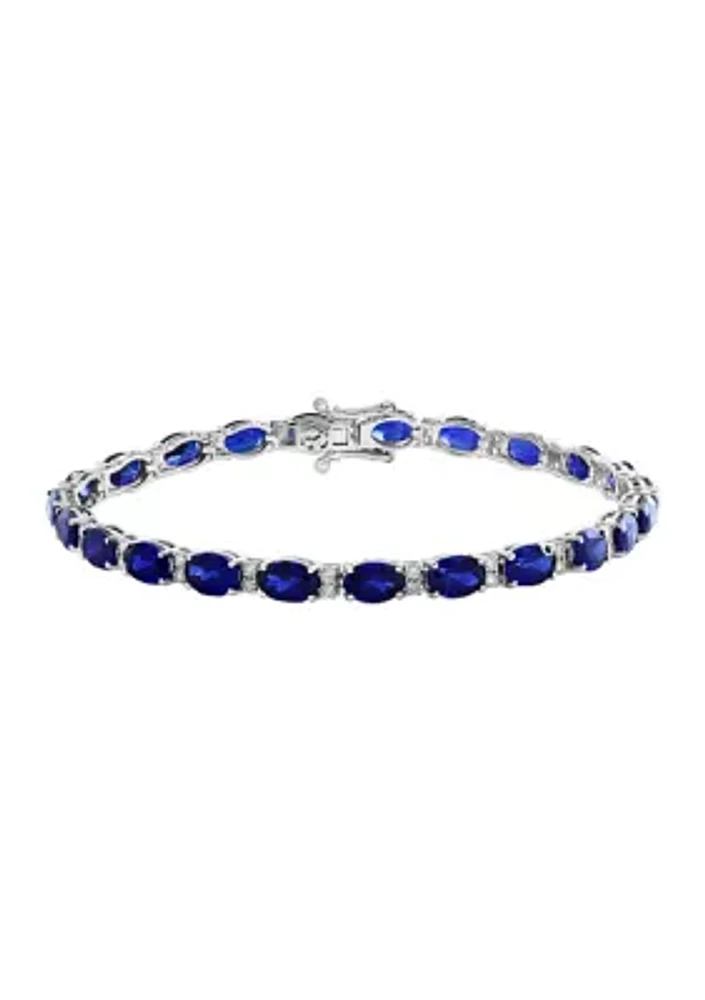 11.29 ct. t.w. Lab Grown Sapphire, 1/2 ct. t.w. Lab Grown Diamond Bracelet in 14K White Gold