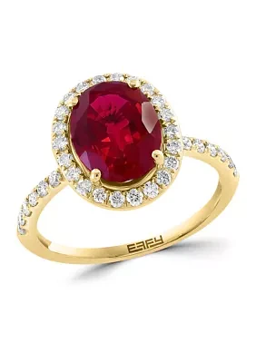 Lab Grown Diamond and Ruby Ring 14K Yellow Gold