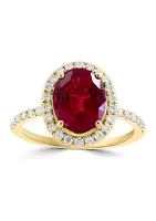 Lab Created Diamond and Ruby Ring 14K Yellow Gold