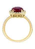 Lab Created Diamond and Ruby Ring 14K Yellow Gold