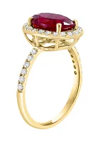 Lab Created Diamond and Ruby Ring 14K Yellow Gold