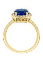 Lab Created Diamond and Sapphire Ring 14K Yellow Gold