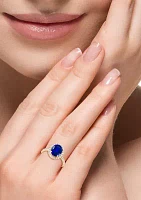 Lab Created Diamond and Sapphire Ring 14K Yellow Gold