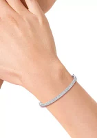 14K White Gold Diamond Bangle 