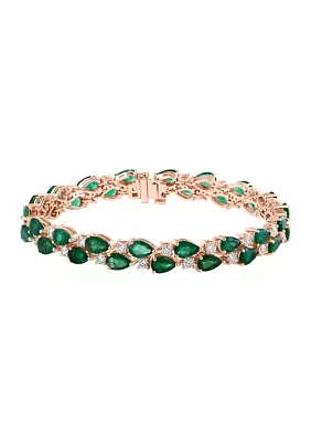 2.12 ct. t.w. Emerald, 13.68 ct. t.w. Diamond Bracelet in 14K Rose Gold