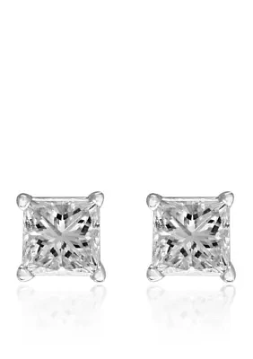 1/2 ct. t.w. Princess Cut Diamond Studs in 14K White Gold