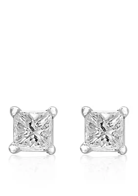 1/ ct. t.w. Princess Cut Diamond Studs in 14K White Gold