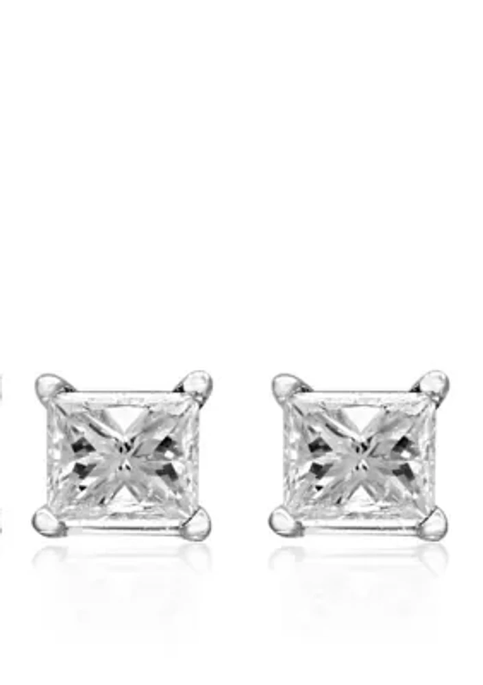 1/4 ct. t.w. Princess Cut Diamond Stud Earrings in 14K White Gold