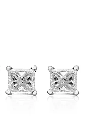 1/4 ct. t.w. Princess Cut Diamond Stud Earrings in 14K White Gold