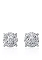 1/2 ct. t.w. Diamond Cluster Earrings in 14K White Gold