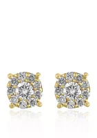 1/2 ct. t.w. Diamond Cluster Earrings in 14K Yellow Gold