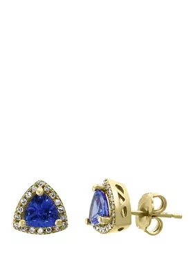 1/8 ct. t.w. Diamond and 1.05 ct. t.w. Tanzanite Earrings in 14k Yellow Gold