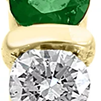 3/8 ct. t.w. Diamond and 5/8 ct. t.w. Natural Emerald Earrings in 14k Yellow Gold