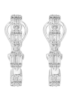 Diamond Hoop Earrings in 14K White Gold