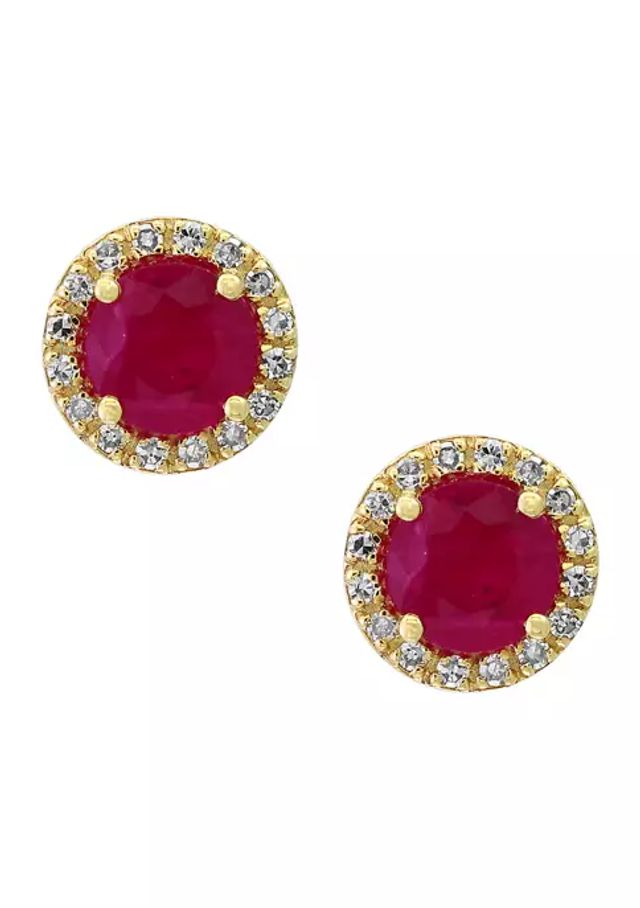 Effy Ruby Royale 14K Yellow Gold Ruby Stud Earrings, 1.14 TCW