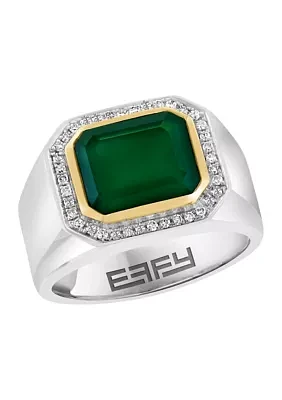 1/5 ct. t.w. Diamond and Green Onyx Ring in Sterling Silver