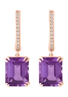 1/10 ct. t.w. Diamond, 6.4 ct. t.w. Amethyst Earrings in 14K Rose Gold