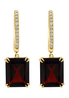 14K Yellow Gold Diamond Garnet Earrings