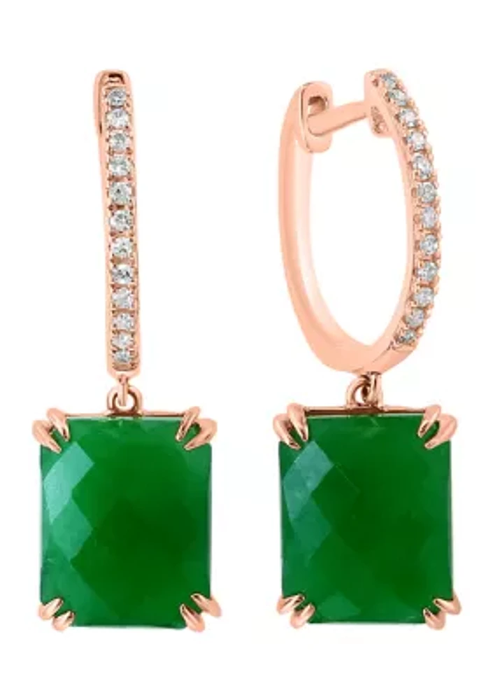 1/10 ct. t.w. Diamond, 8.8 ct. t.w. Jade Earrings in 14K Rose Gold