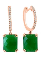 1/10 ct. t.w. Diamond, 8.8 ct. t.w. Jade Earrings in 14K Rose Gold