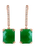 1/10 ct. t.w. Diamond, 8.8 ct. t.w. Jade Earrings in 14K Rose Gold