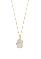 4.1 ct. t.w. Ethiopian Opal, 1/6 ct. t.w. Diamond Pendant Necklace in 14K Yellow Gold