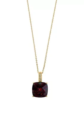 6.15 ct. t.w. Garnet, 1/10 ct. t.w. Diamond Pendant Necklace in 14K Yellow Gold