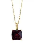 6.15 ct. t.w. Garnet, 1/10 ct. t.w. Diamond Pendant Necklace in 14K Yellow Gold