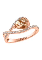 1/5 ct. t.w. Diamond, 3/4 ct. t.w. Morganite Ring in 14K Rose Gold