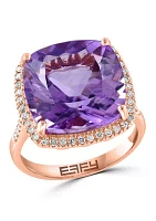 Diamond and Pink Amethyst Ring in 14K Rose Gold