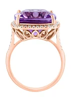 Diamond and Pink Amethyst Ring in 14K Rose Gold