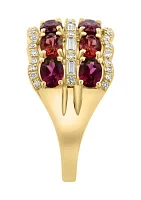 1/3 ct. t.w. Garnet, 1.32 ct. t.w. Rhodolite, 1.44 ct. t.w. Diamond Ring in 14K Yellow Gold