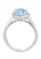 1/5 ct. t.w. Aquamarine and 1.55 ct. t.w. Diamond Heart Ring in 14K White Gold