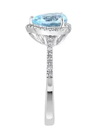 1/5 ct. t.w. Aquamarine and 1.55 ct. t.w. Diamond Heart Ring in 14K White Gold