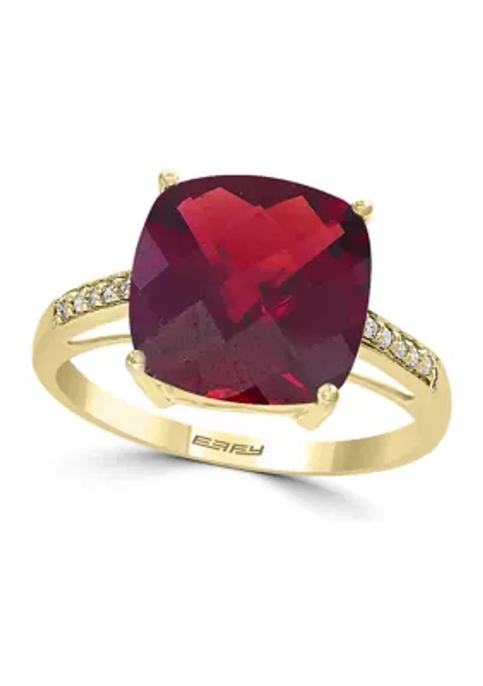 6.15 ct. t.w. Garnet, 1/10 ct. t.w. Diamond Ring in 14K White Gold