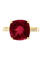 6.15 ct. t.w. Garnet, 1/10 ct. t.w. Diamond Ring in 14K White Gold