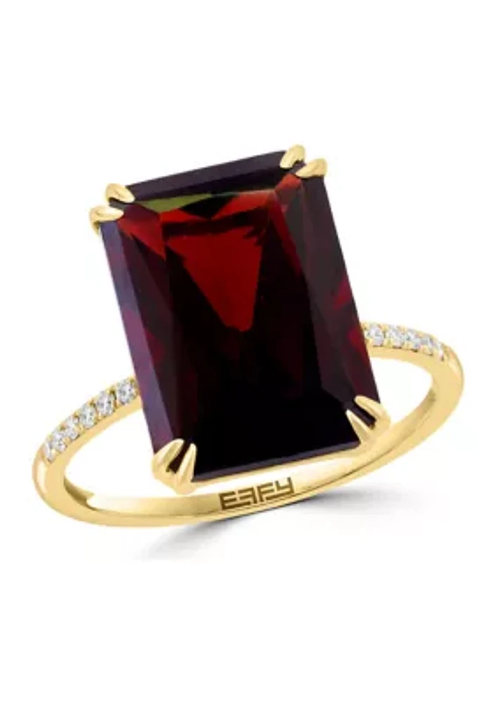 Diamond and Garnet Ring in 14K Yellow Gold