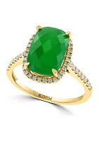 Diamond and Jade Ring in 14K Yellow Gold