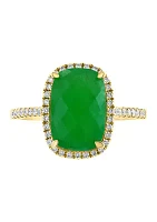 Diamond and Jade Ring in 14K Yellow Gold