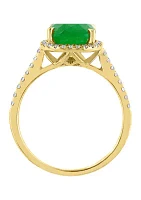 Diamond and Jade Ring in 14K Yellow Gold