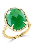 Diamond and Jade Ring in 14K Yellow Gold