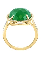 Diamond and Jade Ring in 14K Yellow Gold