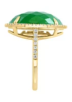 Diamond and Jade Ring in 14K Yellow Gold